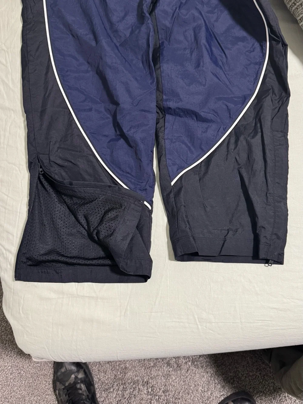 Under Armour Navy and Black Track Pants with White Piping